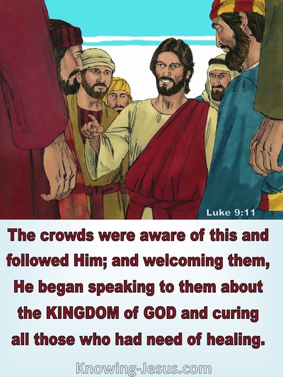 Luke 9:11 The Crowds Followed Jesus (red)